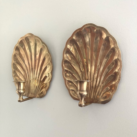 Accents Brass Clamshell Wall Sconces Tapered Candles Poshmark